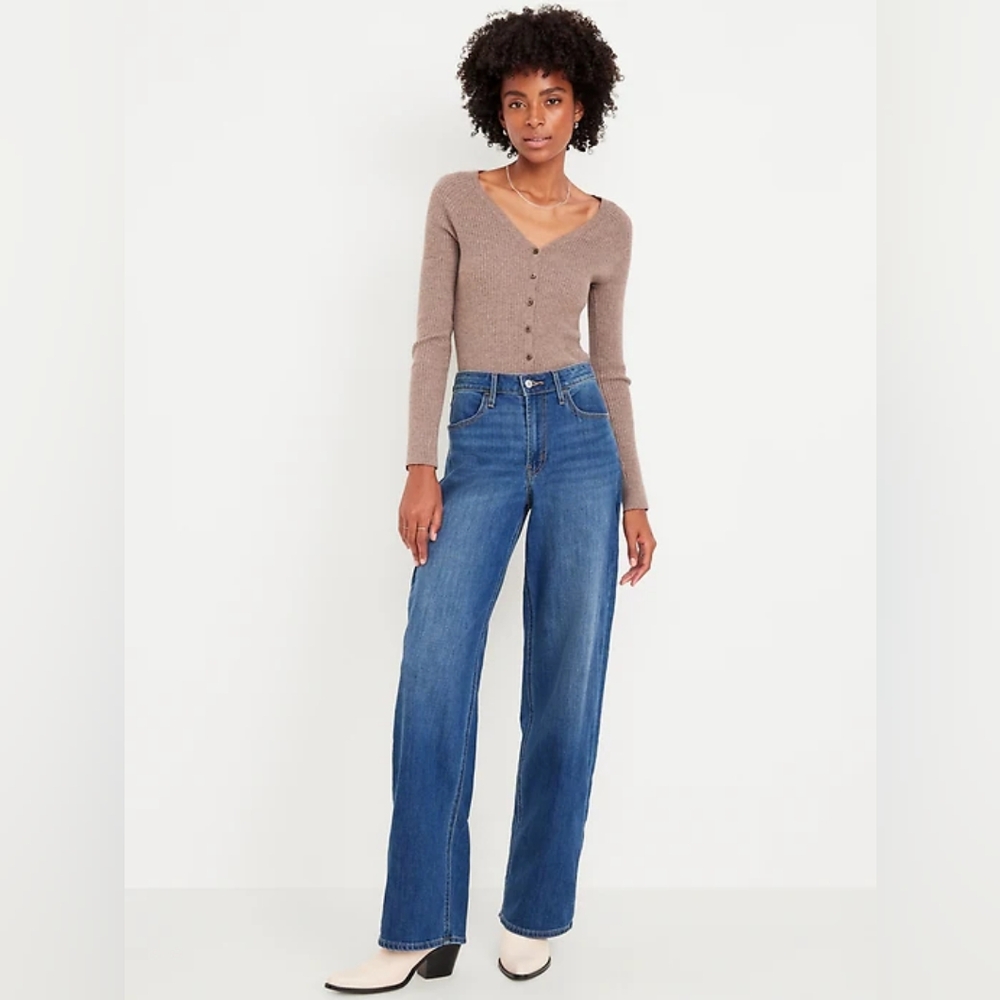 Old Navy High-Waisted Wow Wide-Leg Jeans 4 Reg NWT.